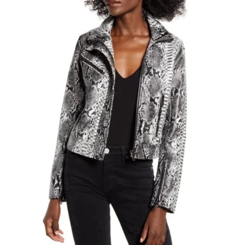 Blank NYC Monochrome Snake Print Leather Jacket
